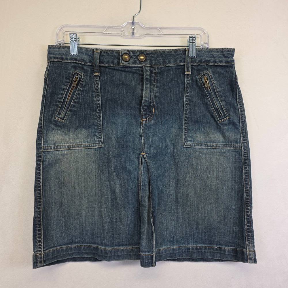 Gap Jeans Denim Skirt Womens 10 Utility Zip Pocket Y2K Casual Festival Coquette - Picture 2 of 14